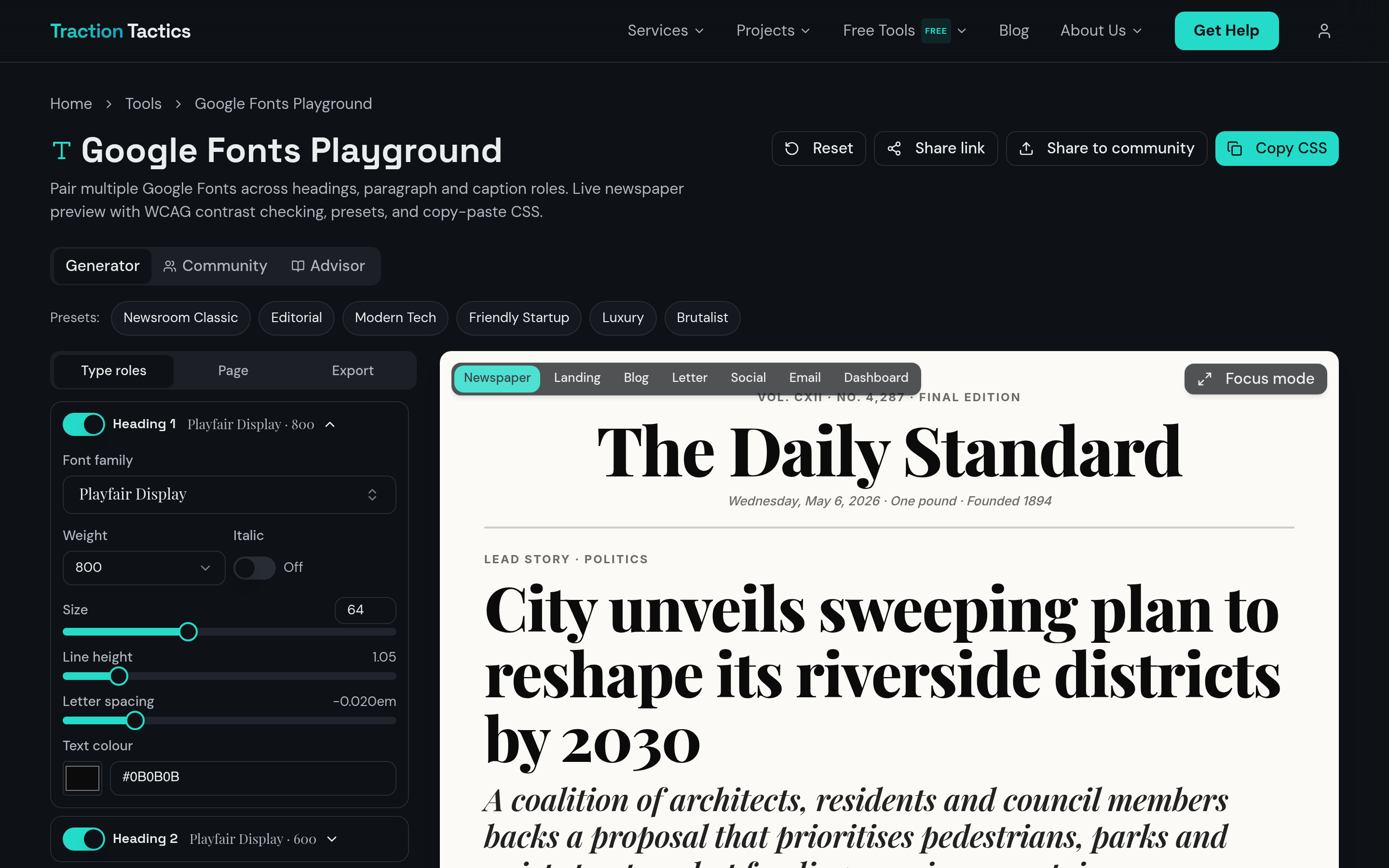 Google Fonts Playground