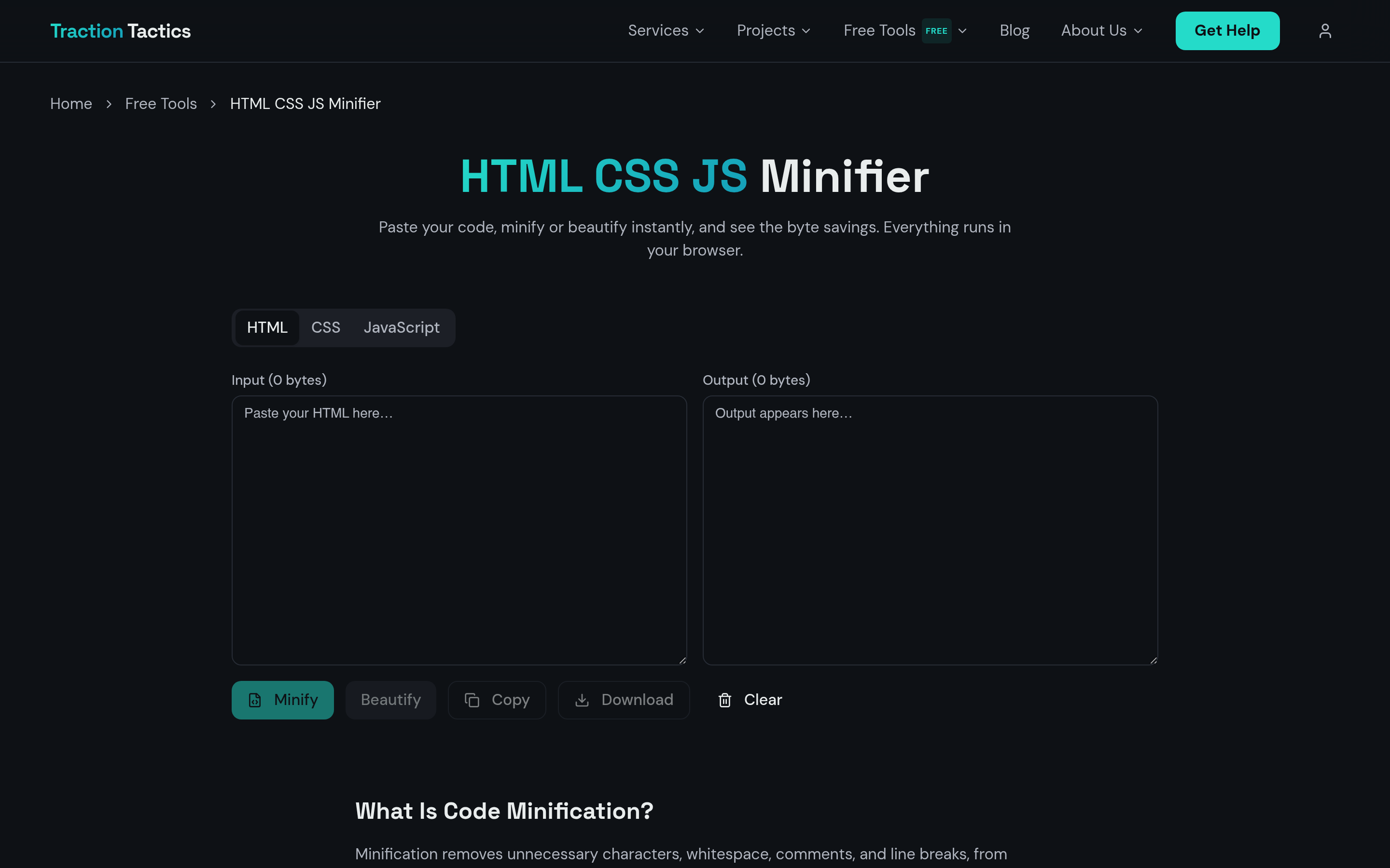 HTML/CSS/JS Minifier