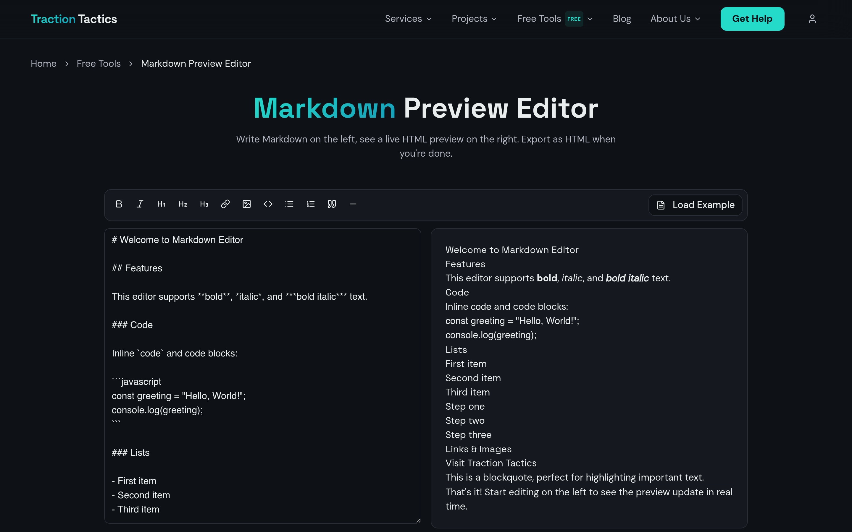 Markdown Preview Editor